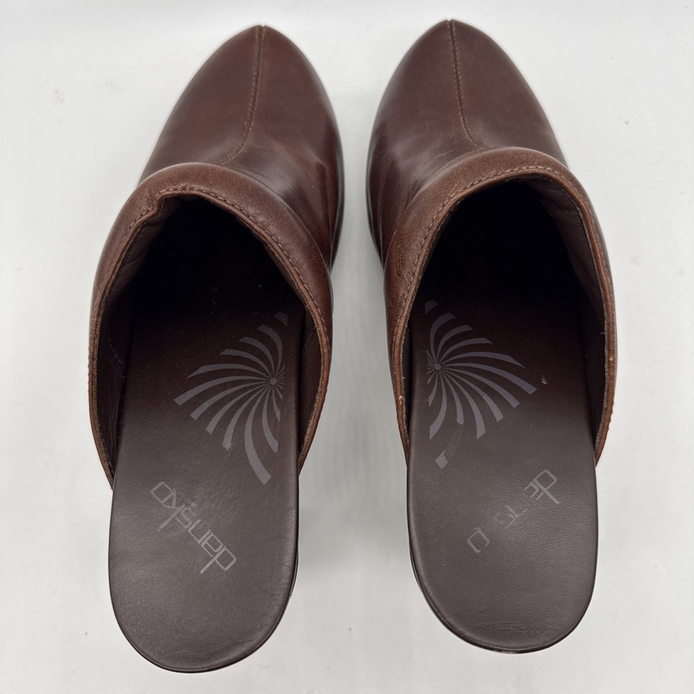 Dansko Rae Chestnut Brown‎ Leather Studded Clogs Mules Heels Womens Size 41 - Picture 6 of 7
